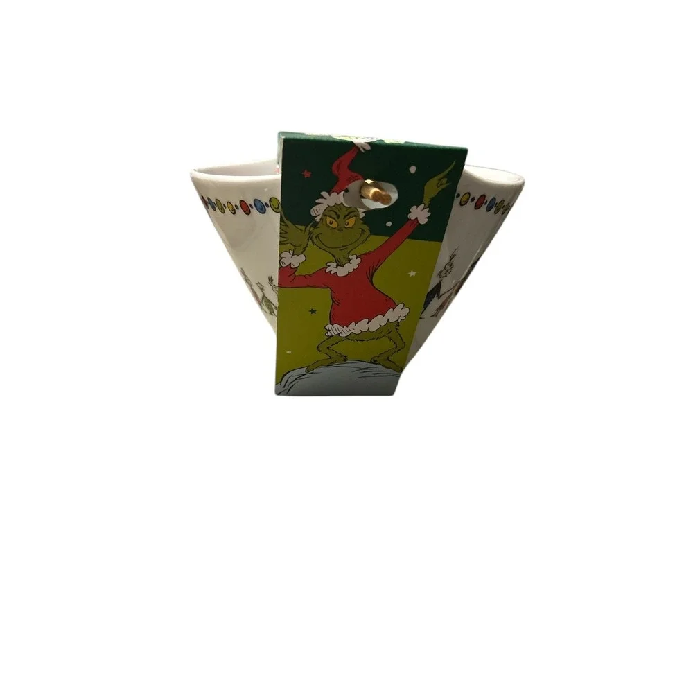 Dr Seuss Grinch Ceramic Noodle Bowl w/ Chopsticks Christmas Holiday NEW Gift