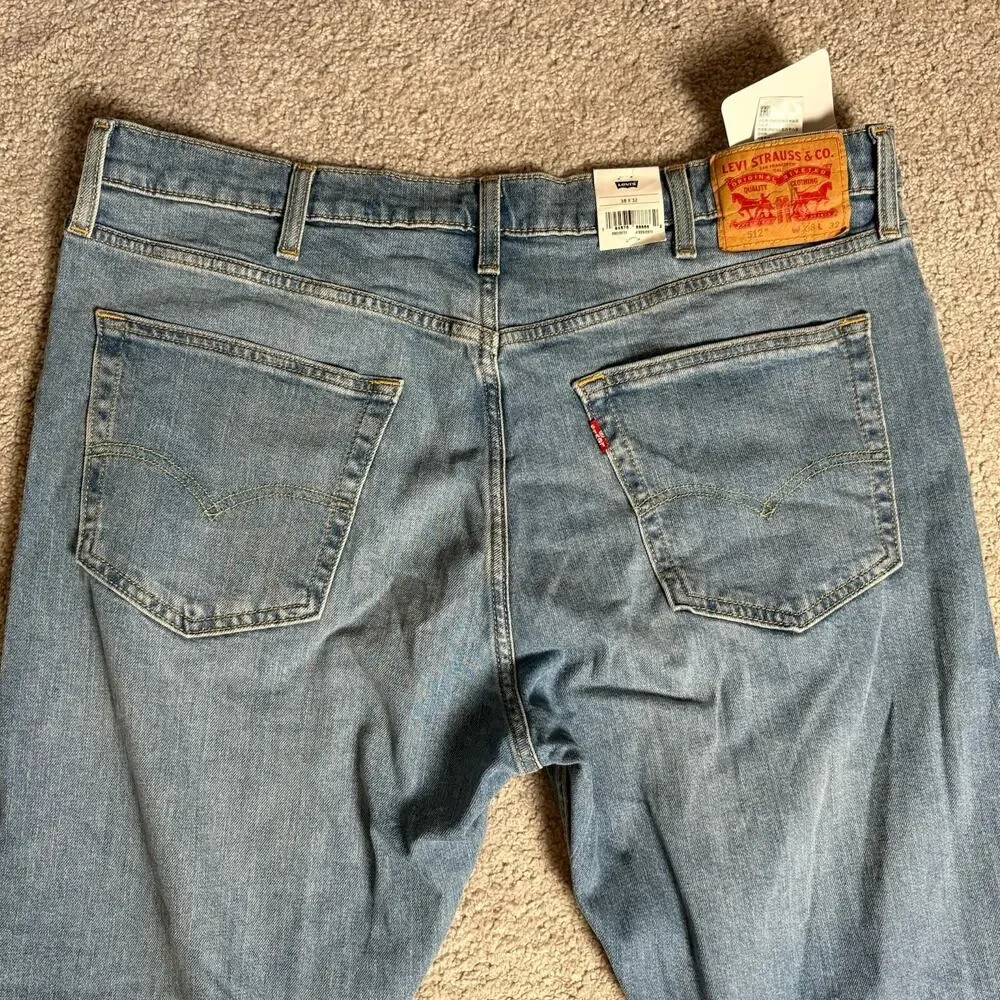 Levis Mens 512 Slim Taper Light Wash Blue Jeans 38x32 Tailored Stretch