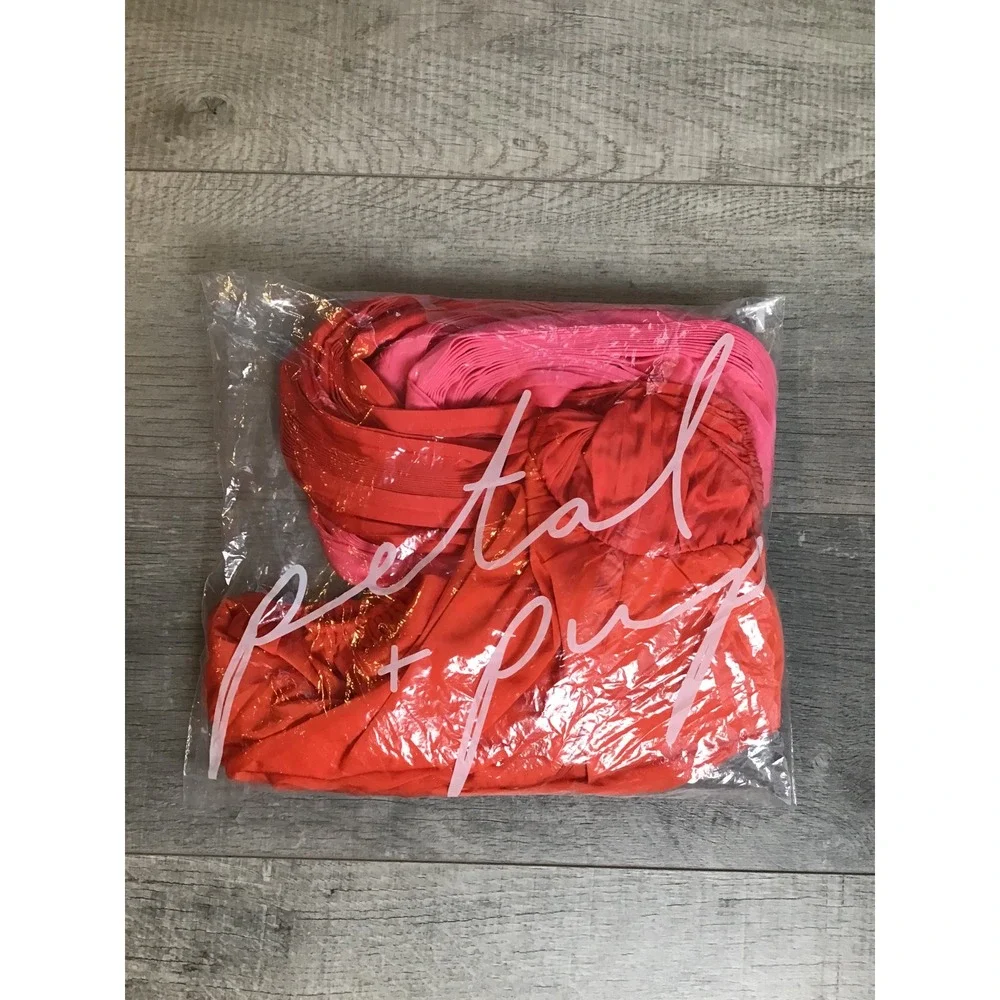 Petal & Pup Women's Red V Neck Long Sleeves Krista Gradient Jumpsuit Size S NWT