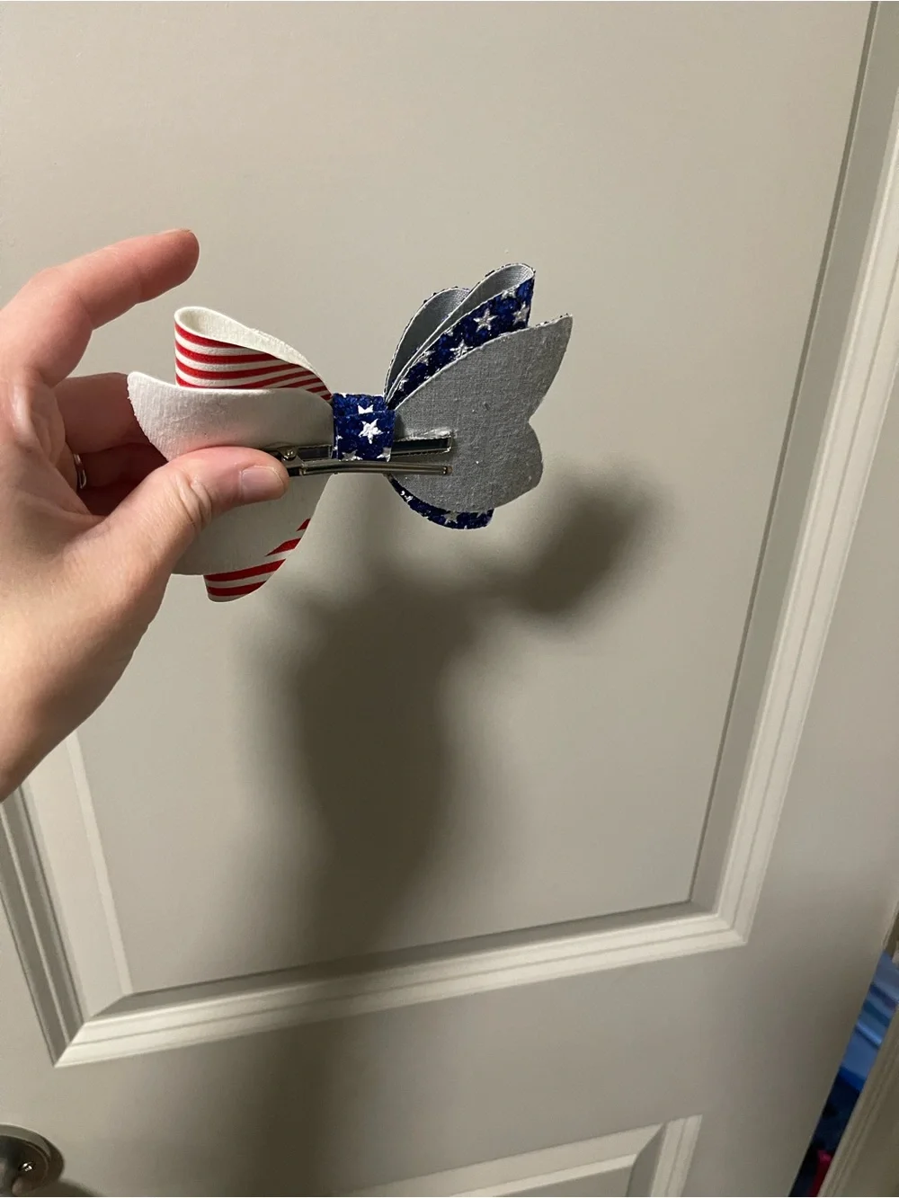 Patriotic Red & Blue Star Stripe Hair Bow