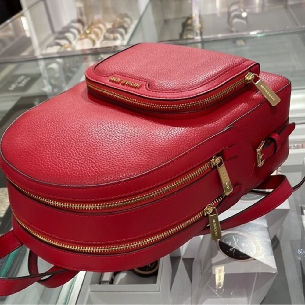 Michael Kors Jaycee Medium Pebbled Leather Backpack Chili NWT