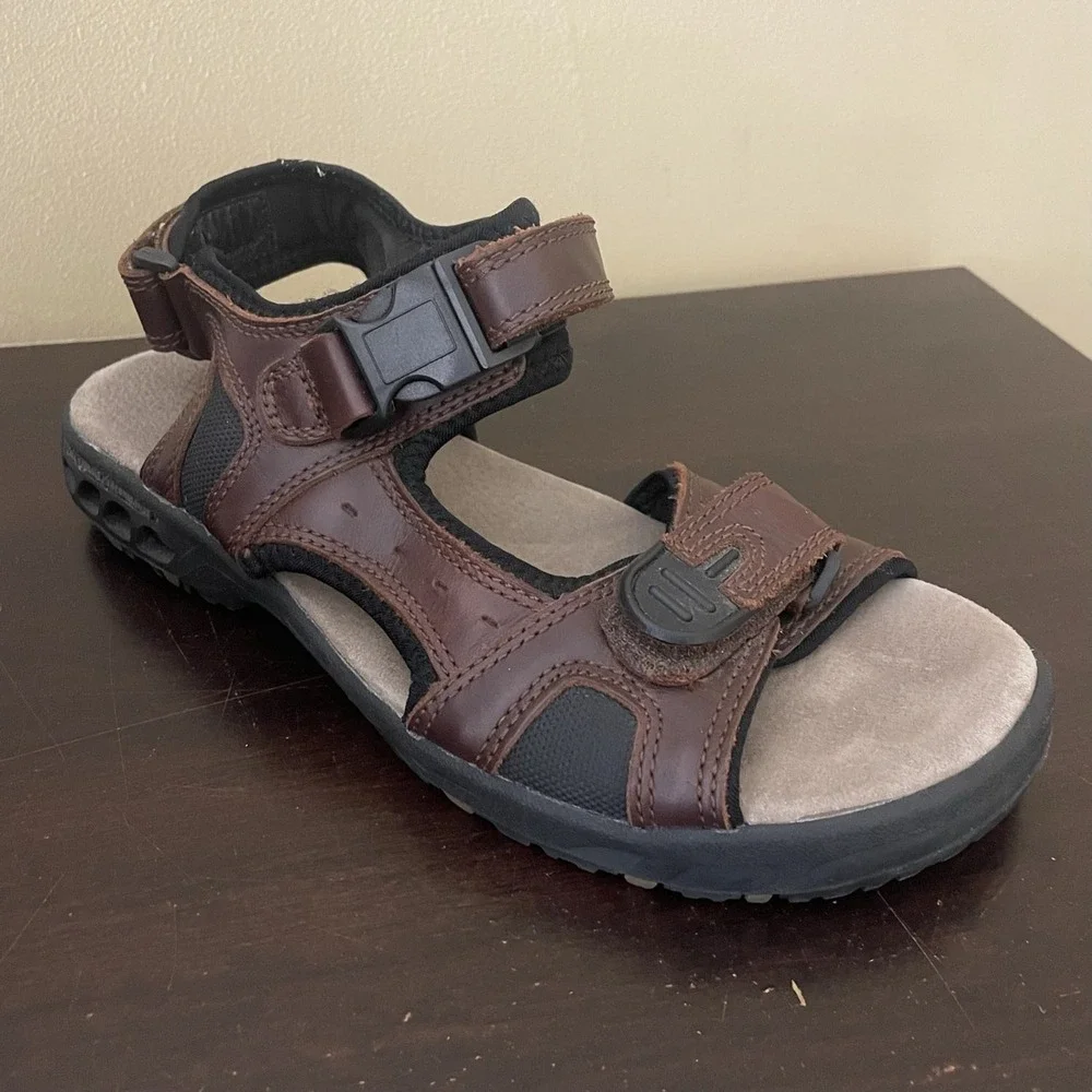 Covington Mens All Terrain Performance‎ Brown Leather Hiking Sport Sandals