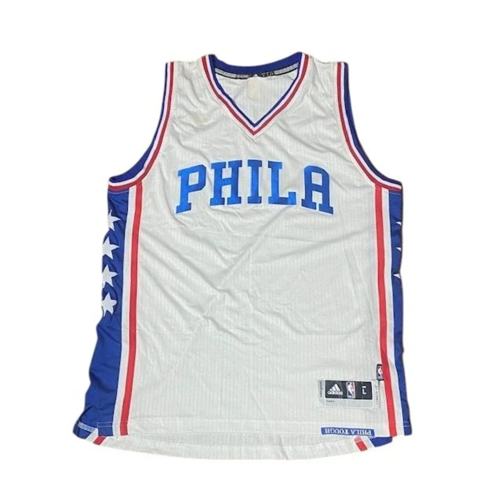 Vintage Adidas Philadelphia 76ers Jersey‎ Blank Size Large White B11