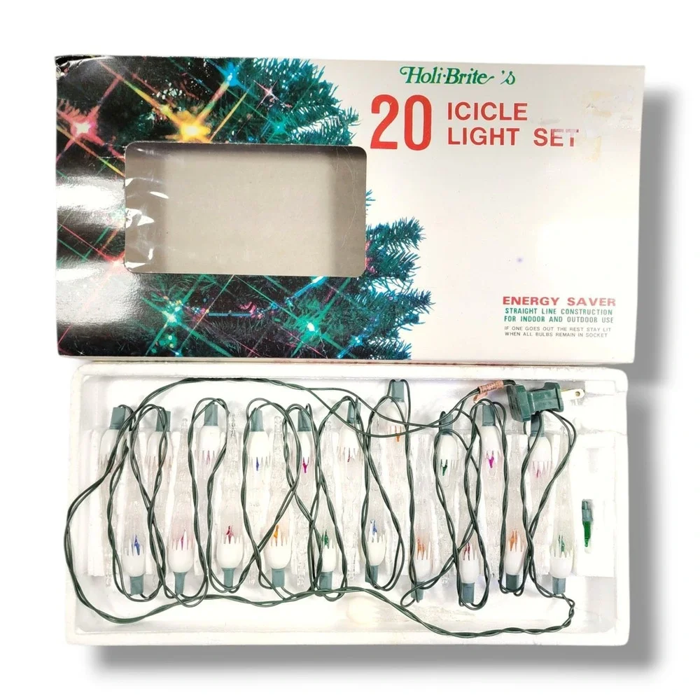 Vintage 80's Indoor/Outdoor 20 Icicle Light Set Multicolor 120V‎ Lot Of 5 New