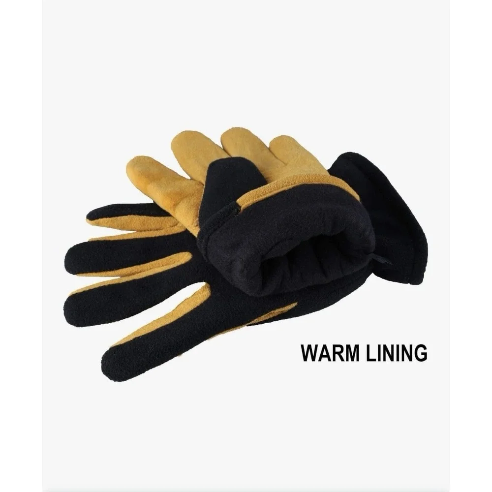 Skydeer Gloves with Soft‎ Deerskin Suede Leather & Thermal Fleece Warm Insulated