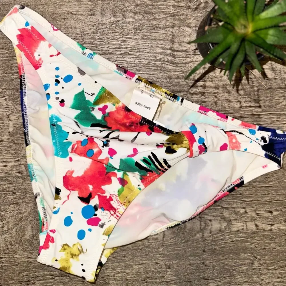 Gideon Oberson Bikini Bottoms Sz6 Abstract Paint Print Swimwear|Artsy‎ Y2K Indie