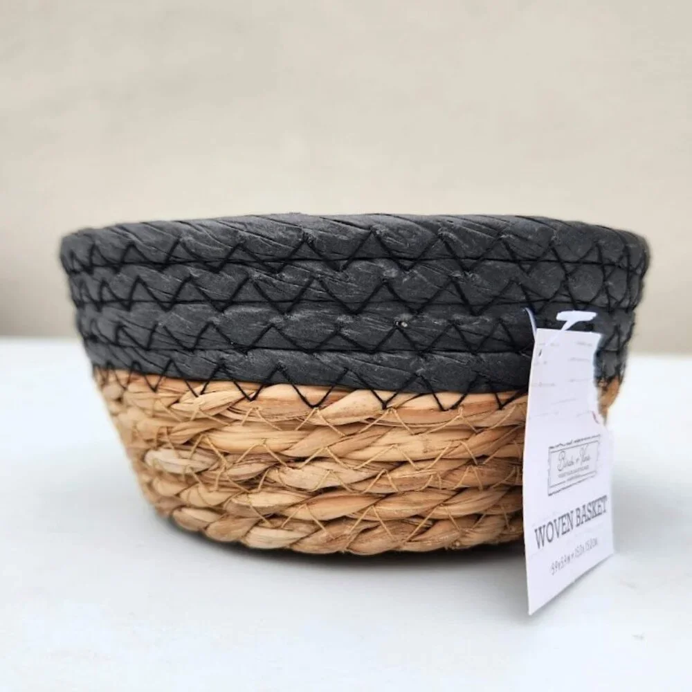 New Small Set of 2 Baskets Woven Basket Dark Navy Blue Decor Keys Holder Entrywa