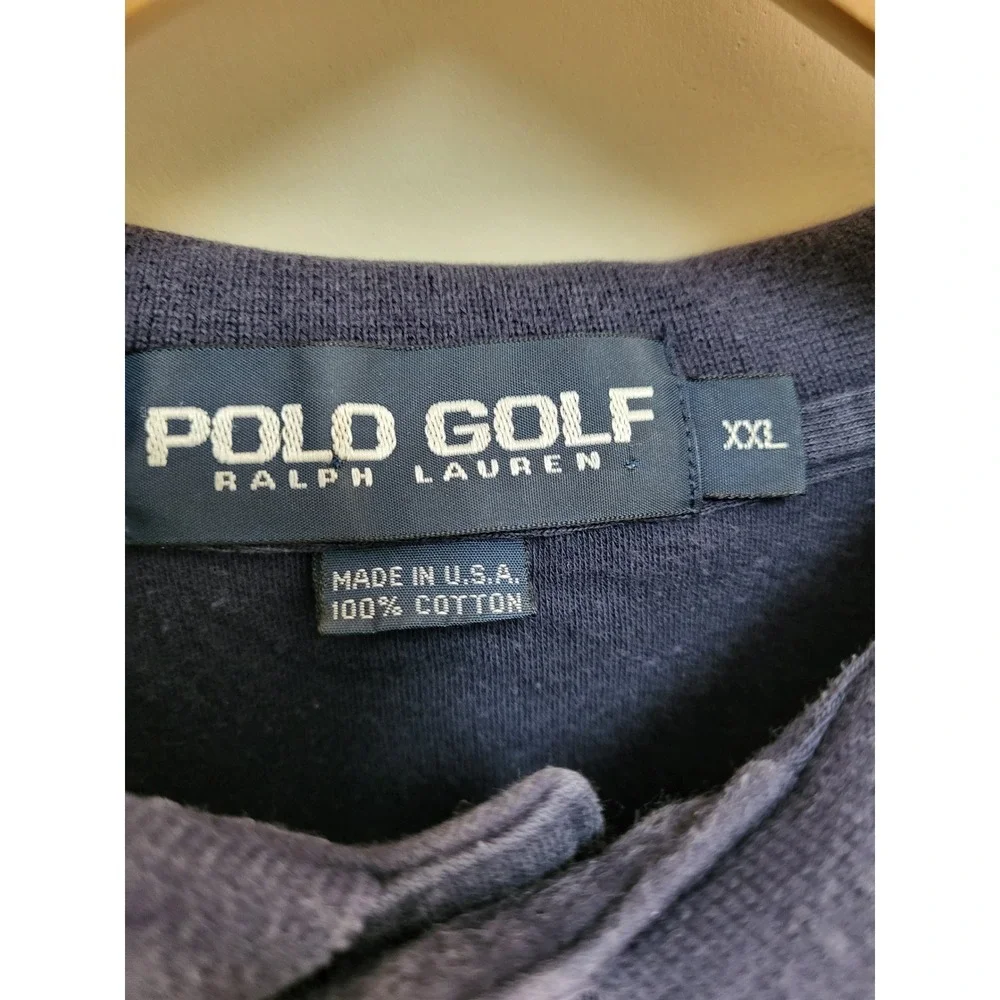 VTG Polo Golf Ralph Lauren XXL Polo Shirt Golf Club's Crest Logo Navy Blue Men's