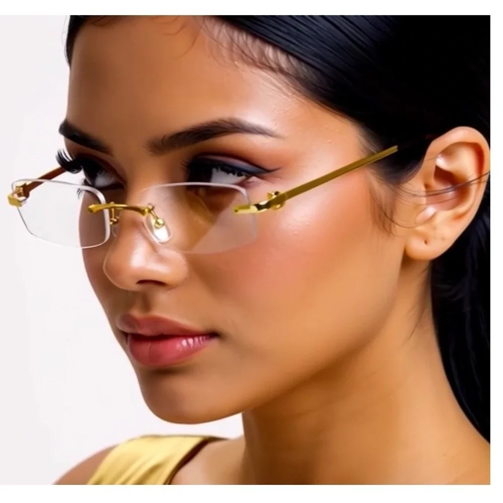 ICE LIGHT WEIGHT RIMLESS WOMEN SHAPE LADYS FASHION MODERN CLEAR COMFORT EYEGLASS