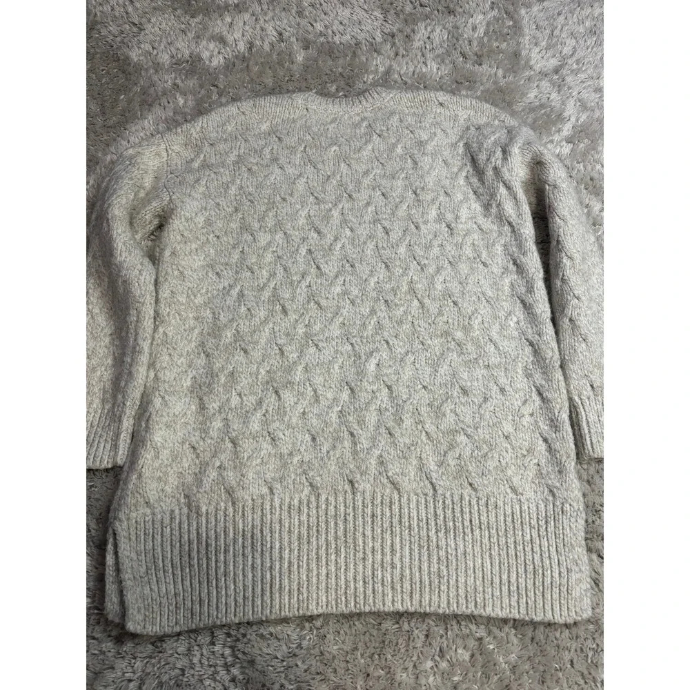 Fat Face Womens Cable Knit Sweater Cream Oatmeal‎ Marl Crew Neck Longline Size 8