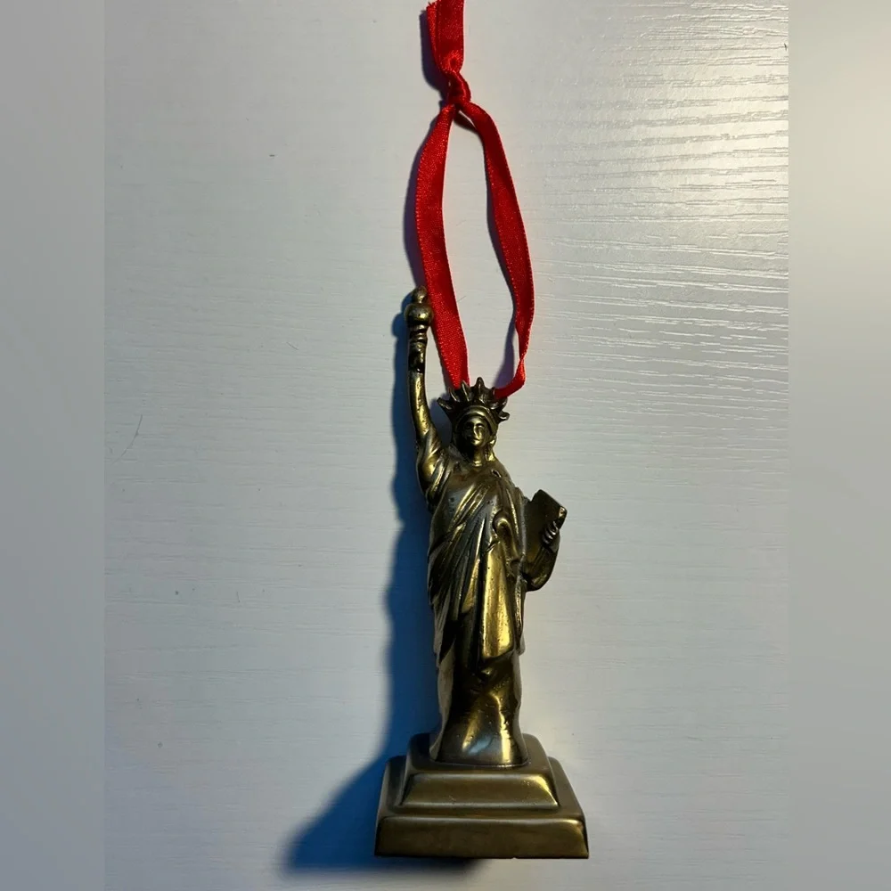 Restoration Hardware Brass Statue of Liberty Christmas Ornament Made in India‎