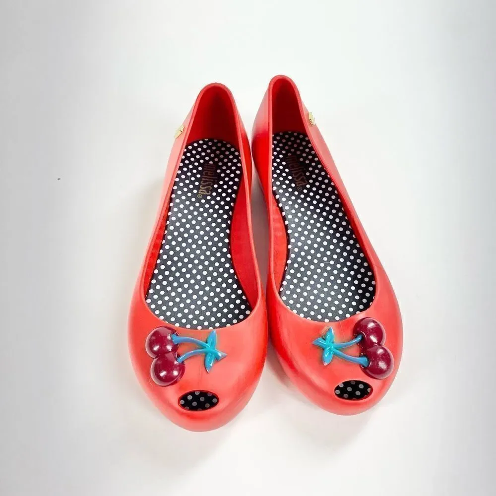 Melissa red cherry ballet flats 1