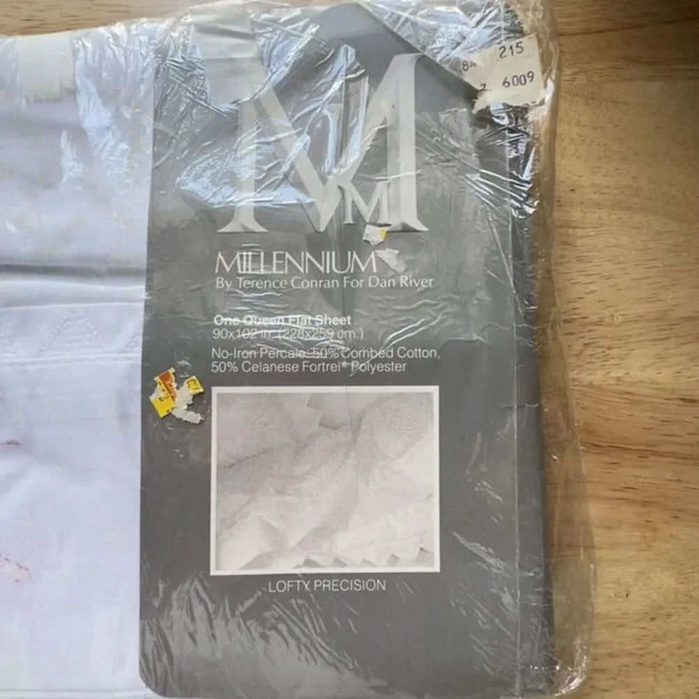 Millennium By Terrence Conran Dan River QUEEN Flat Sheet WHITE Lofty‎ Precision