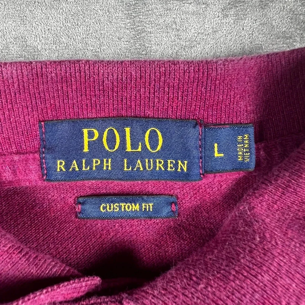 Polo Ralph Lauren Custom Fit Polo Shirt Mens‎ Large Magenta Blue Pony