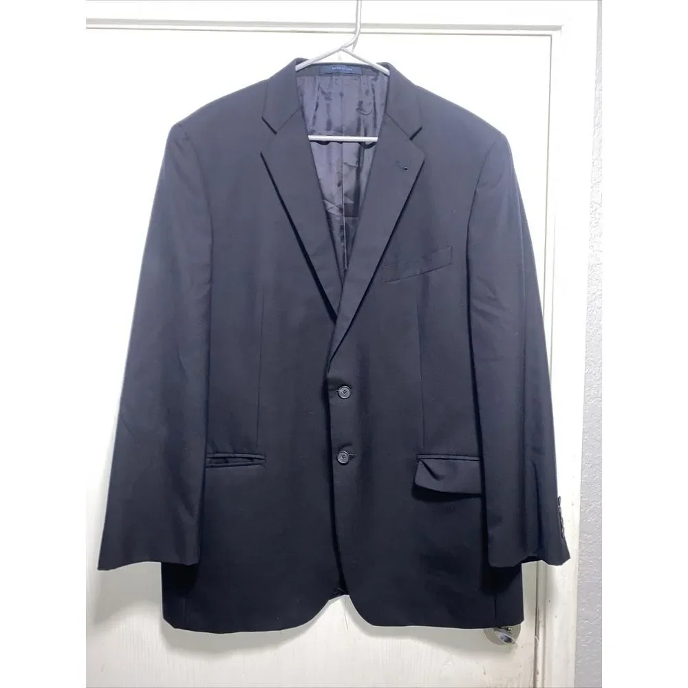 Men's Loro‎ Piana Black Super 120's Wool Sport Coat Blazer Jacket Sz 44L