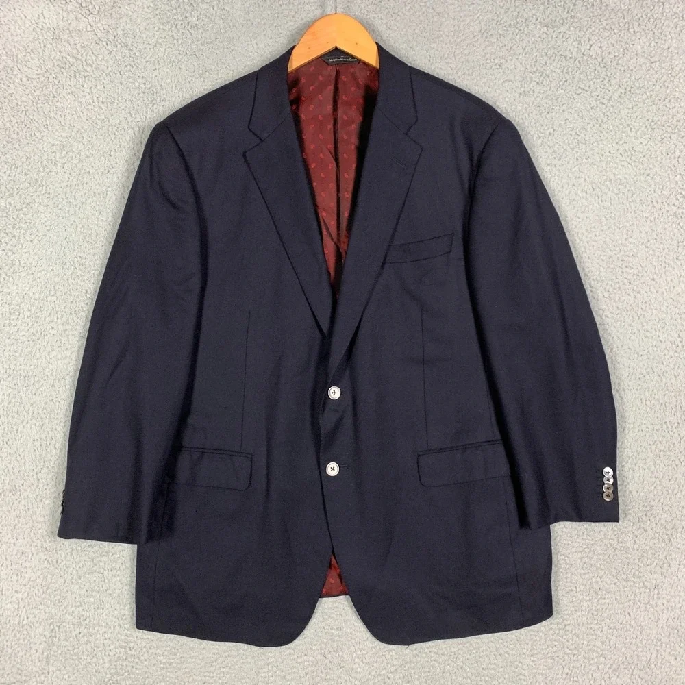 Samuelsohn Cashmere‎ SB Gable Blazer Men's 46R Navy Two Button Canada Tailored
