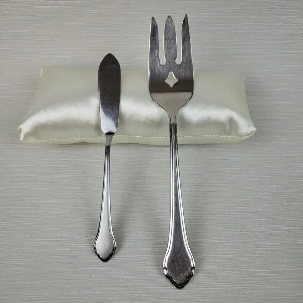 Oneida Roger Deluxe Summer Mist Autumn Glow Serving Fork, Butter Knife Stainless