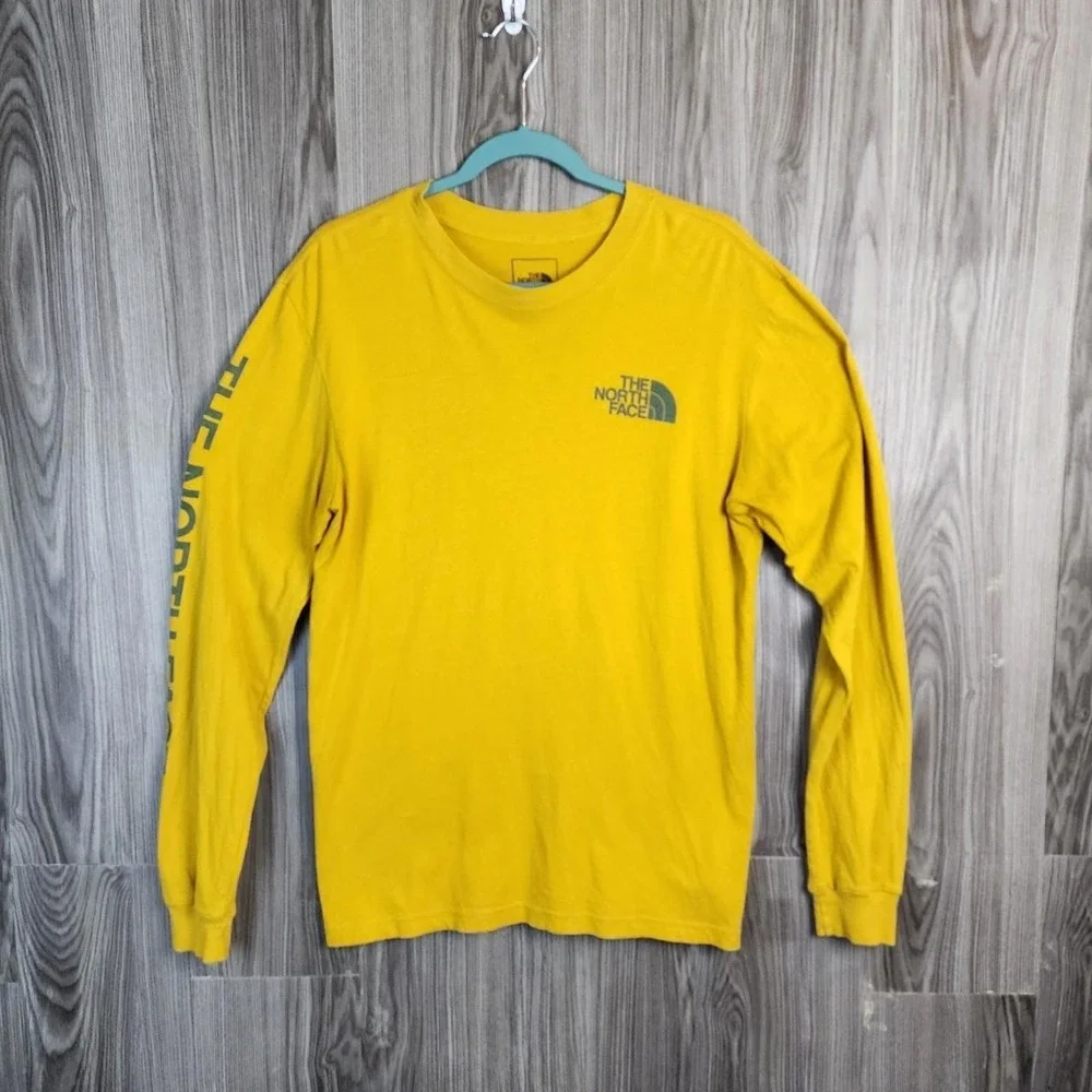 The North Face Men's Graphic‎ Logo Long Sleeve Tee - Vibrant Yellow Size MEDIUM