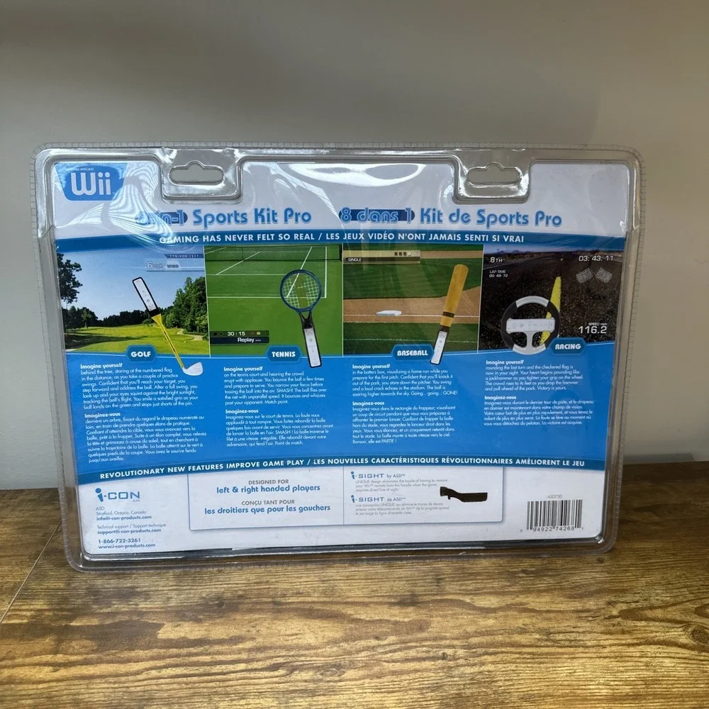 I-Con 8 In 1 Sports‎ Kit Pro - Accessories for Wii Golf Tennis Baseball Racing