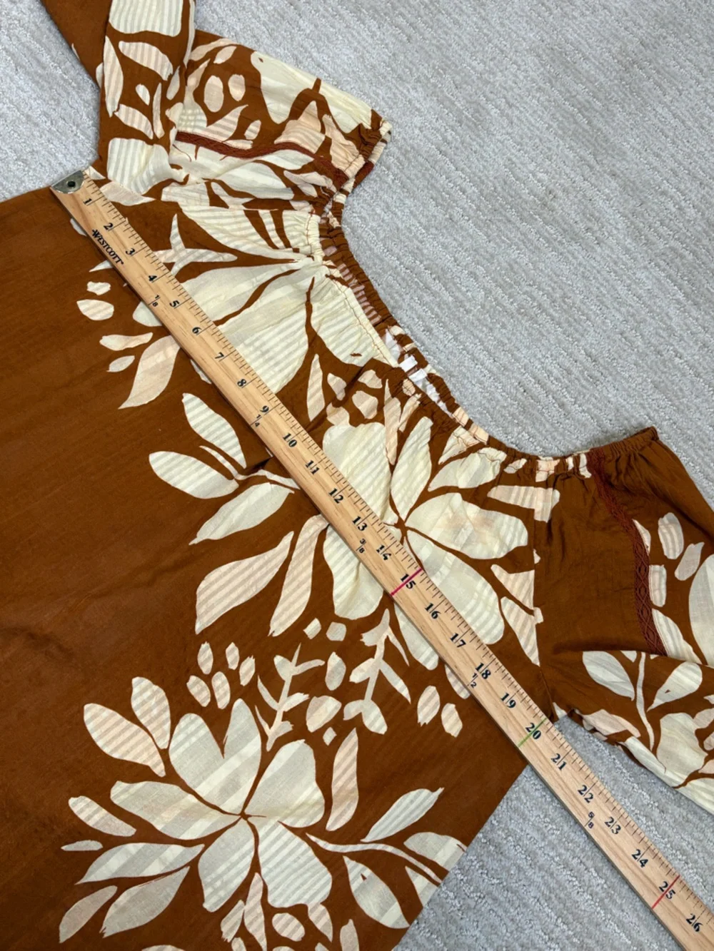 NWT Anthropologie Off the Shoulder Floral Striped Top Size Small Oversized Flowy