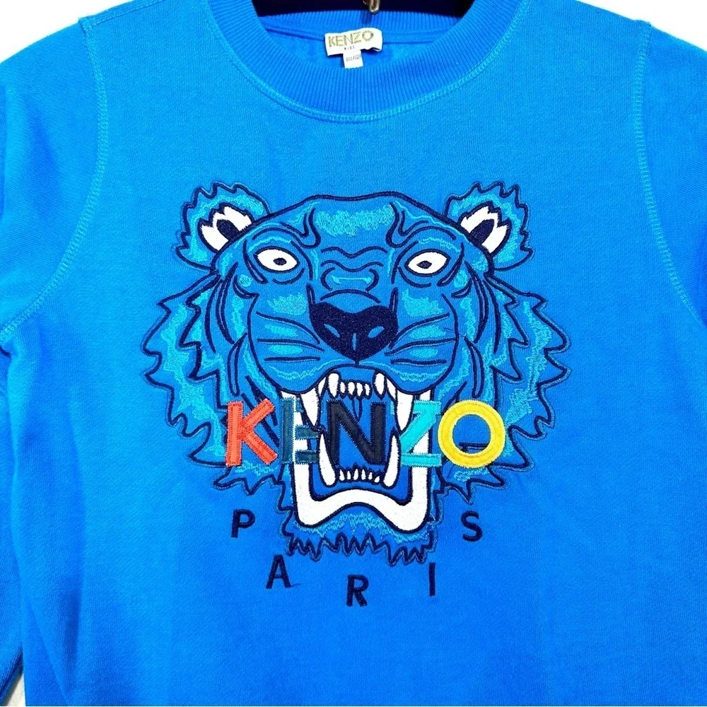 Kenzo Kids Tiger Embroidered Sweater in Blue Size 10 Boys