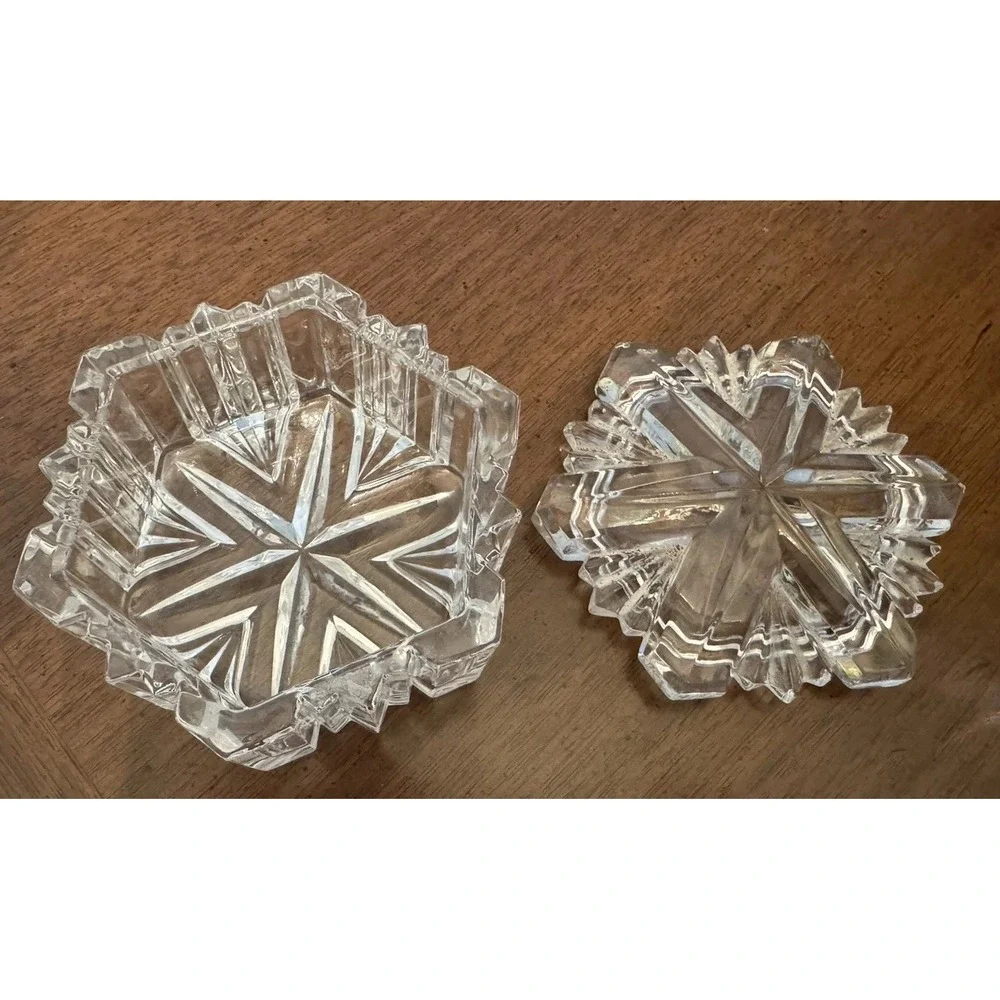 Vintage Mikasa Lead Crystal‎ Snowflake Trinket Jewelry Box 4