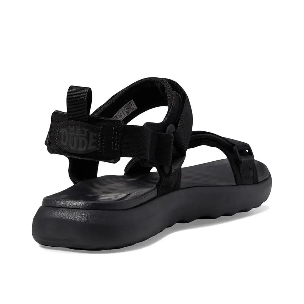 Hey Dude Carson 40712-060 Sandals Men's Black Leather Adjustable Strap DDK1326