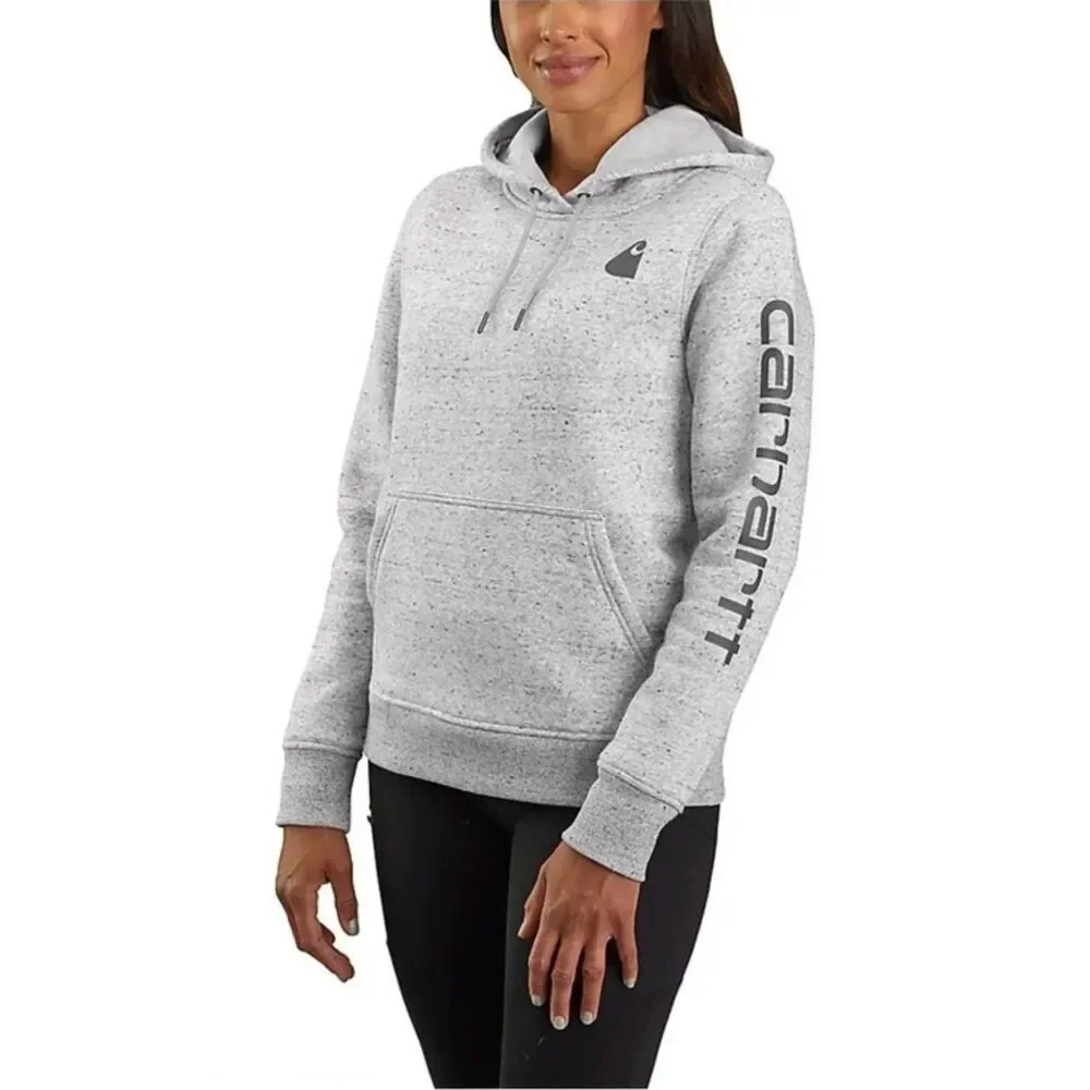 Carhartt Women’s ICONIC CLARKSBURG LOGO SWEATSHIRT Sz M Asphalt Heather