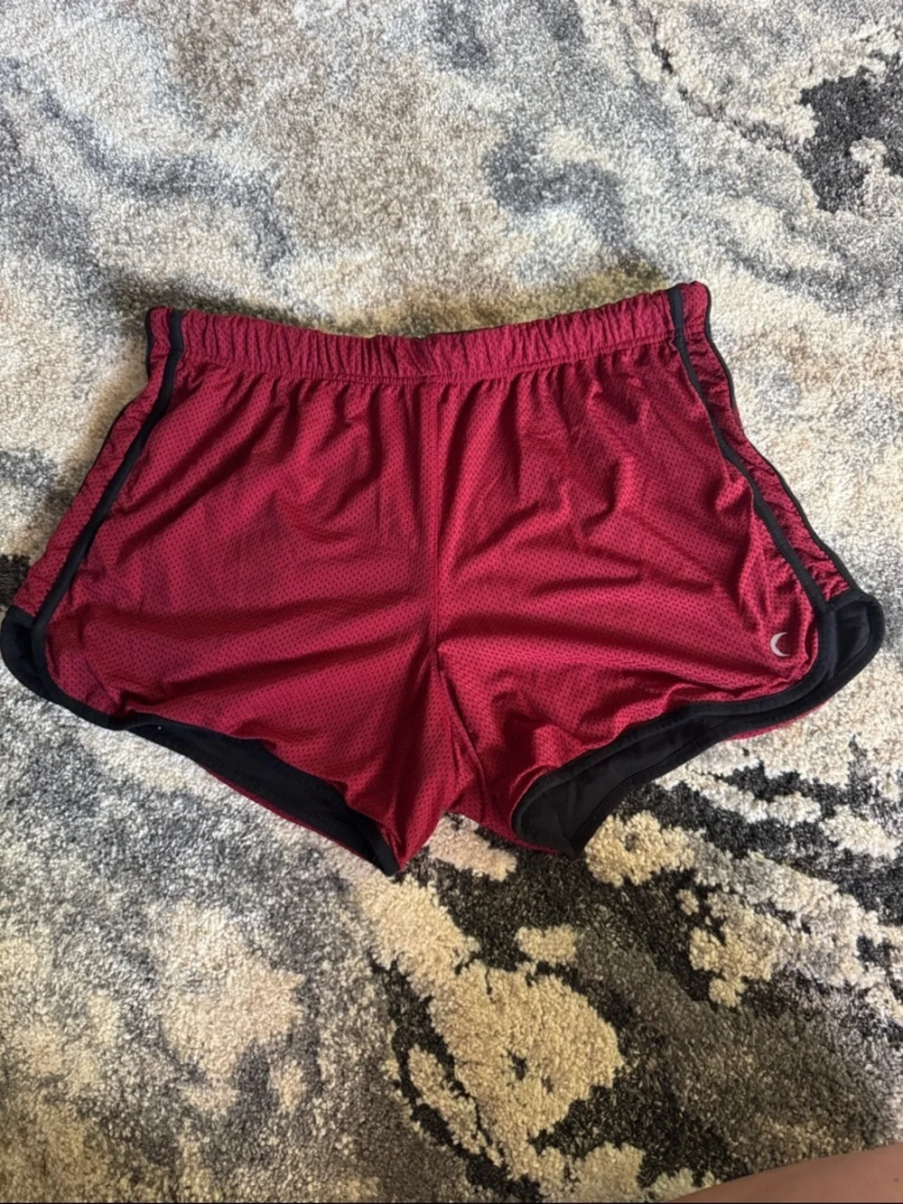 ZYIA Women's Burgundy Athletic Mesh Shorts with Black Trim