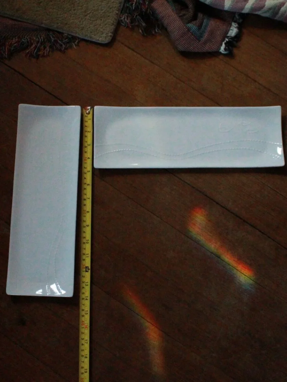 Pair of Crate&Barrel Raised Textured Design Porcelain Sushi Plates