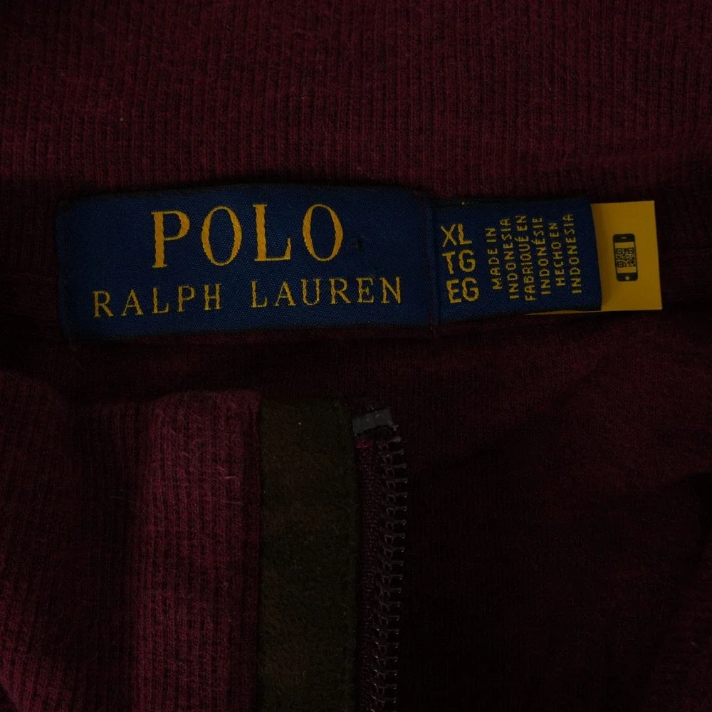 Polo Ralph Lauren Quarter Zip Mens XL Burgundy Cotton Blend Pullover Sweater