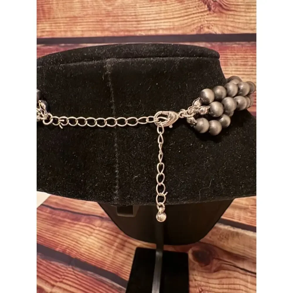 Western Turquoise Pearl Choker Necklace Silver Bead Cowgirl NWT