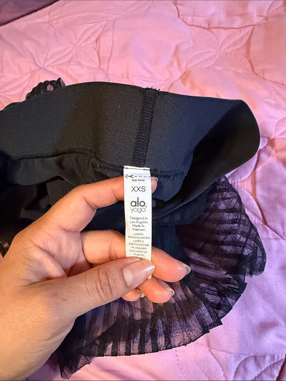 ALO Yoga Black Pleated Tulle Skort