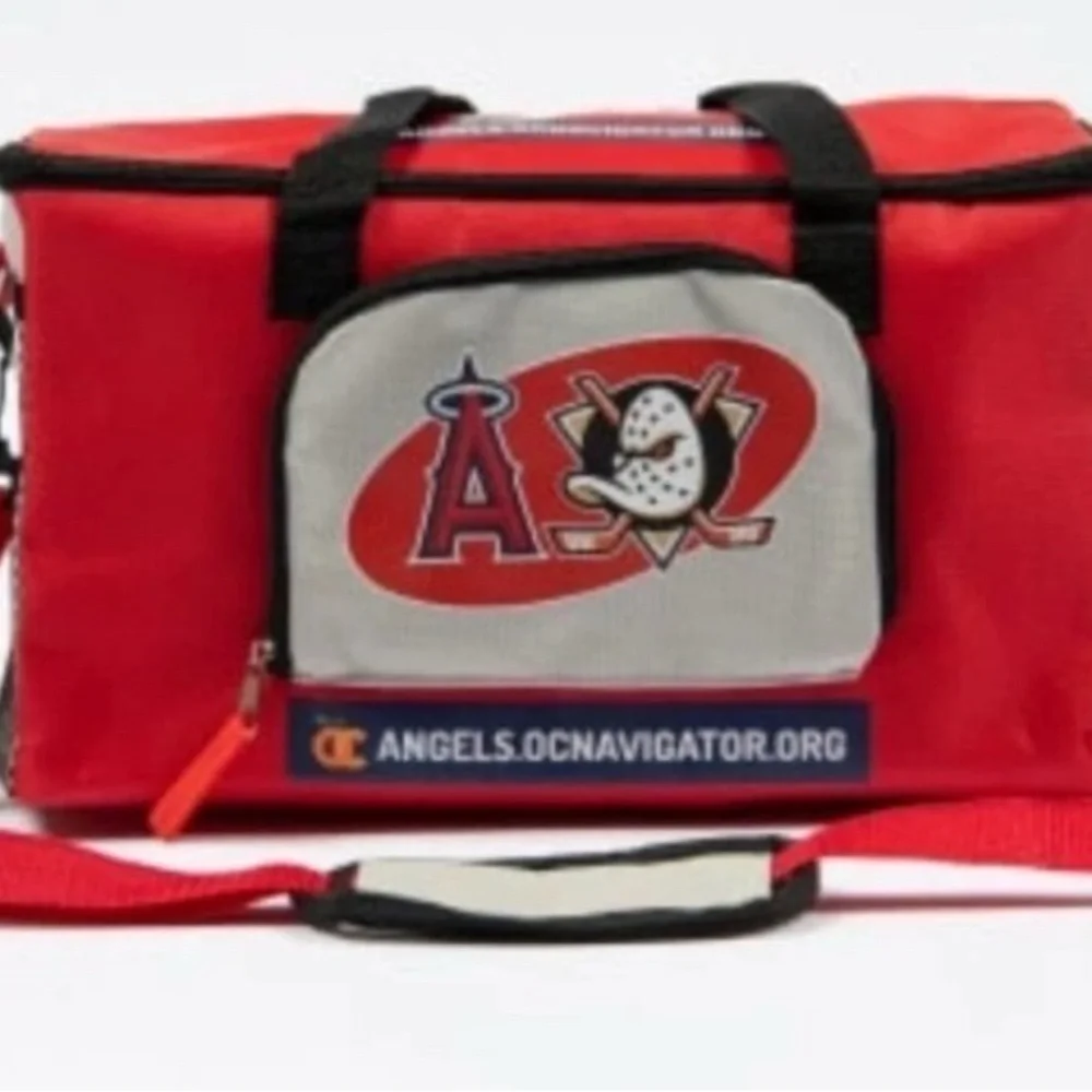 NEW Red MLB Los Angeles Angels & Anaheim Ducks Cooler Duffel Bag NWOT