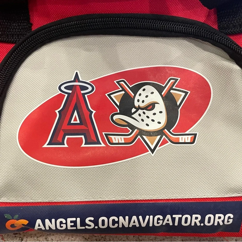 NEW Red MLB Los Angeles Angels & Anaheim Ducks Cooler Duffel Bag NWOT