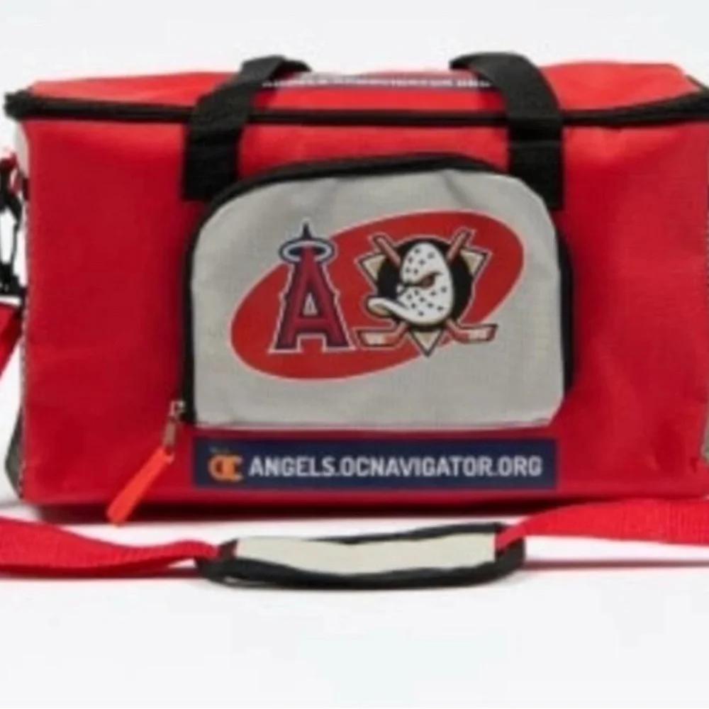 NEW Red MLB Los Angeles Angels & Anaheim Ducks Cooler Duffel Bag NWOT