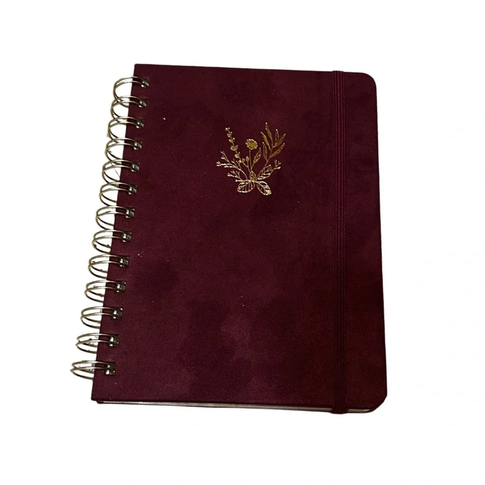 Threshold Burgundy Notebook with Gold Floral Design