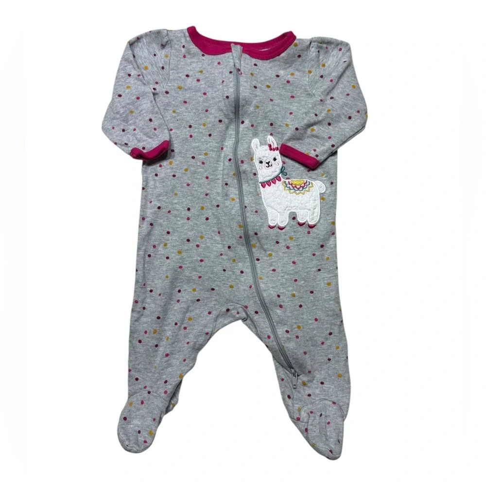 Wonder Nation | Baby Girl Llama Footie Pajamas | 0-3M