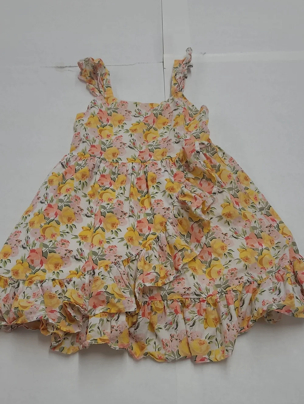 Janie And Jack Pink/Yellow Floral Sleeveless Dress Size 6
