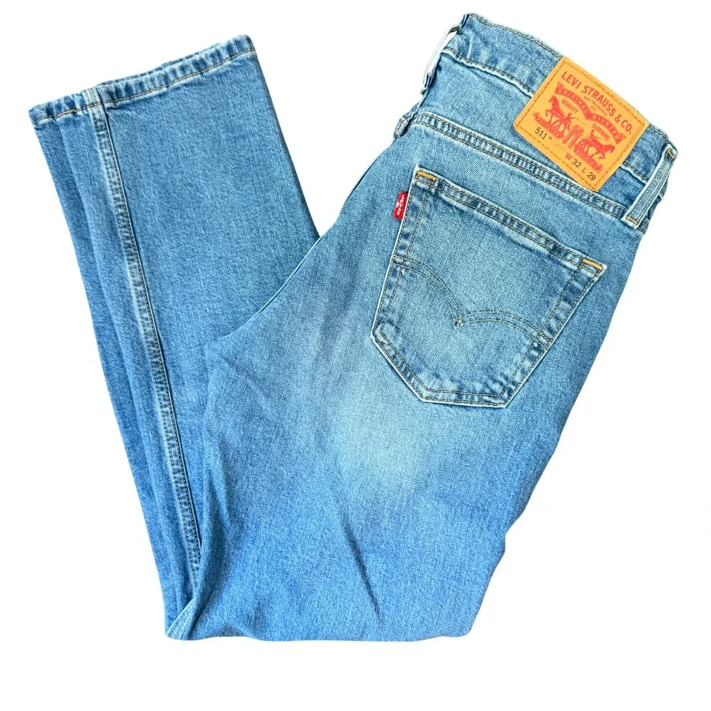 Levi's 511 Classic Slim Fit 32x29 Mens Blue Jean Medium Wash Clean Denim Casual