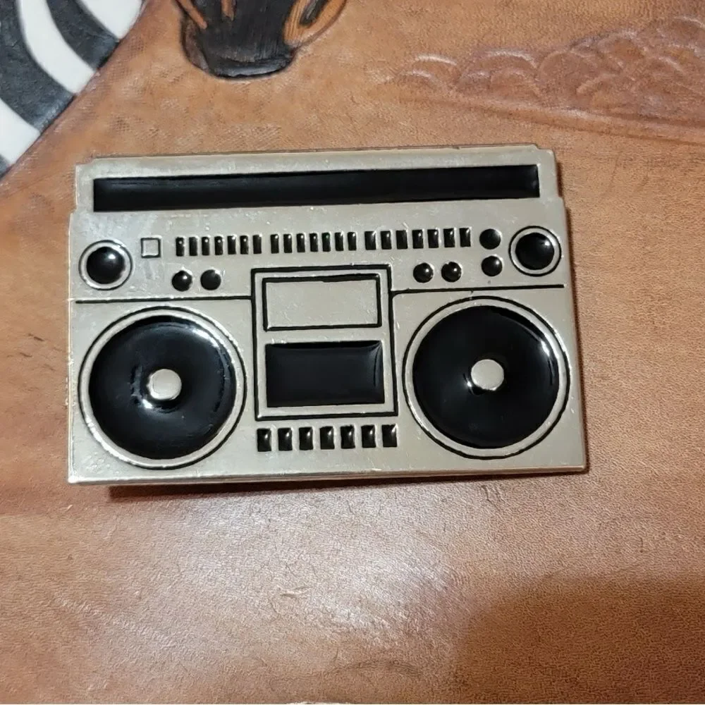 Made in USA Retro Boom Box Belt Buckle