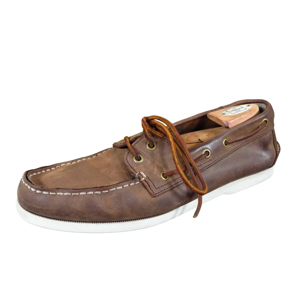 Joseph Abboud Mens Boat Shoe Size 13 Nautical Brown Leather Loafers