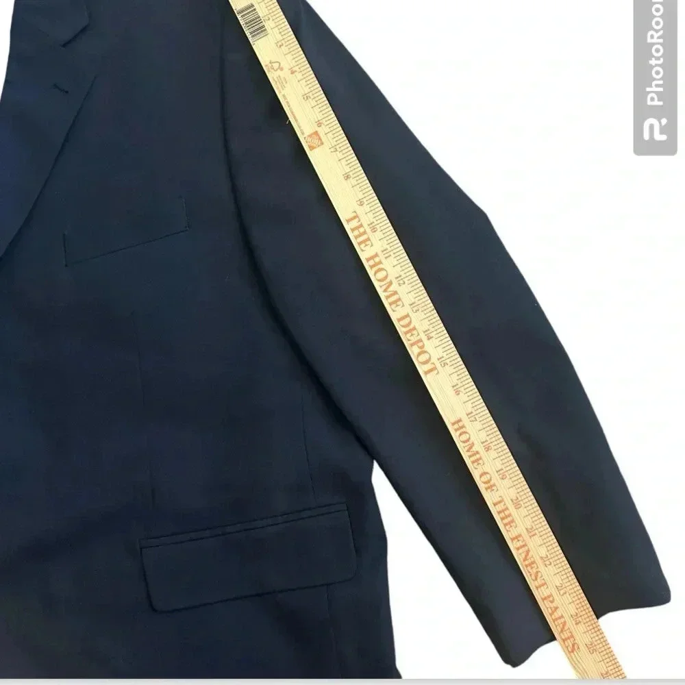 GS Perfect Fit Blazer Jacket Sport Suit Coat Men's Size 54 PR Navy Wool Blend