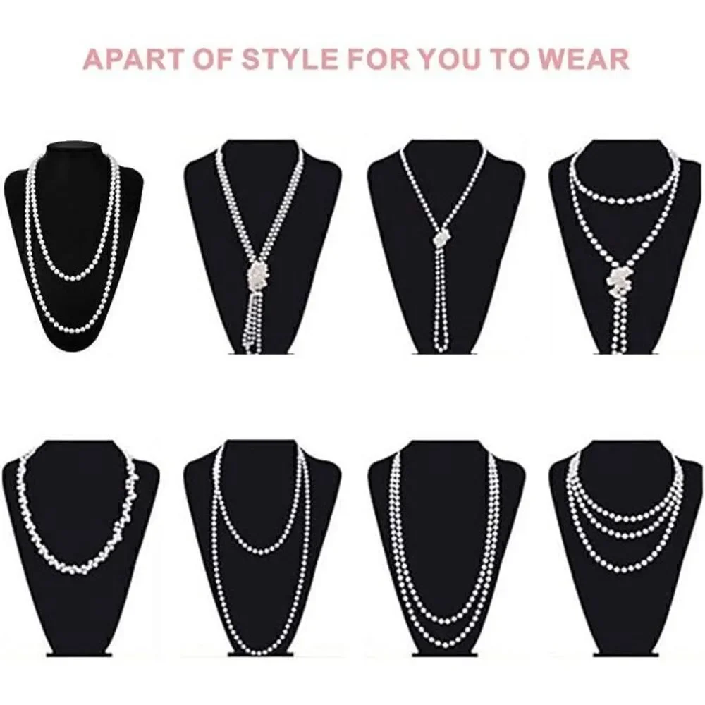 🤍✨ 6PCS 1920s White Accessories Flapper Great Gatsby Retro Costume Set NEW