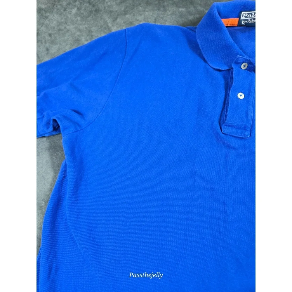 Vtg Polo Ralph Lauren Shirt Mens Large Big Crest‎ Blue Jockey Club Golf Y2K