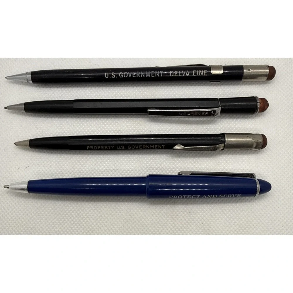 Vintage‎ U.S. Government Pens Pencil Lot Wearever Scripto Delva Set Police Promo