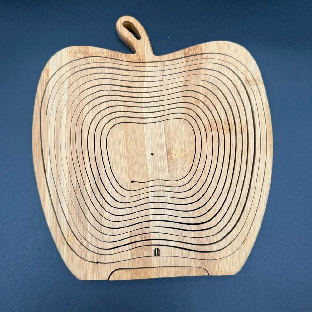 CollapsableApple Basket Wood 11.5 x 10.5in Foldable Fruit Basket