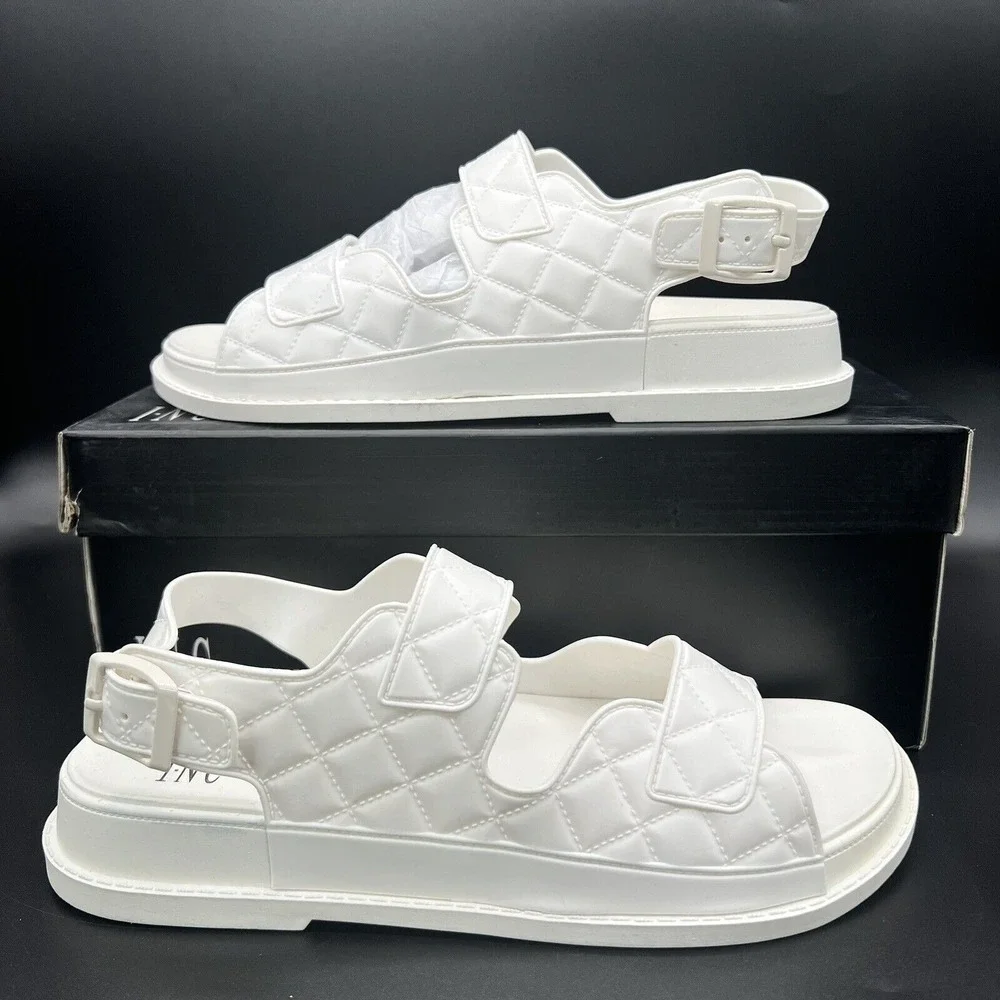 INC‎ International Concepts Liyanap White Quilted Jelly Sandals Womens 8 M