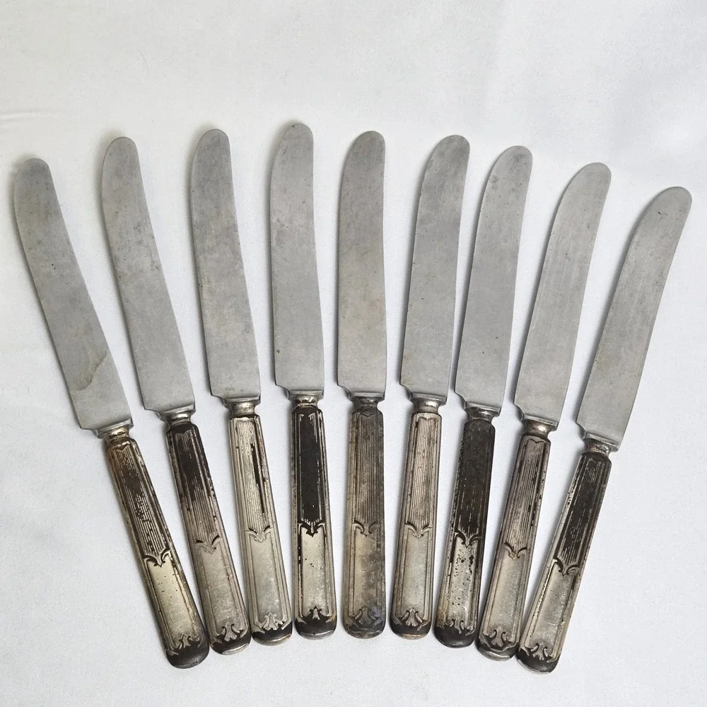 WM‎ Rogers MFG Co Stainless Butter Knives, Set of 9, Vintage 9.5
