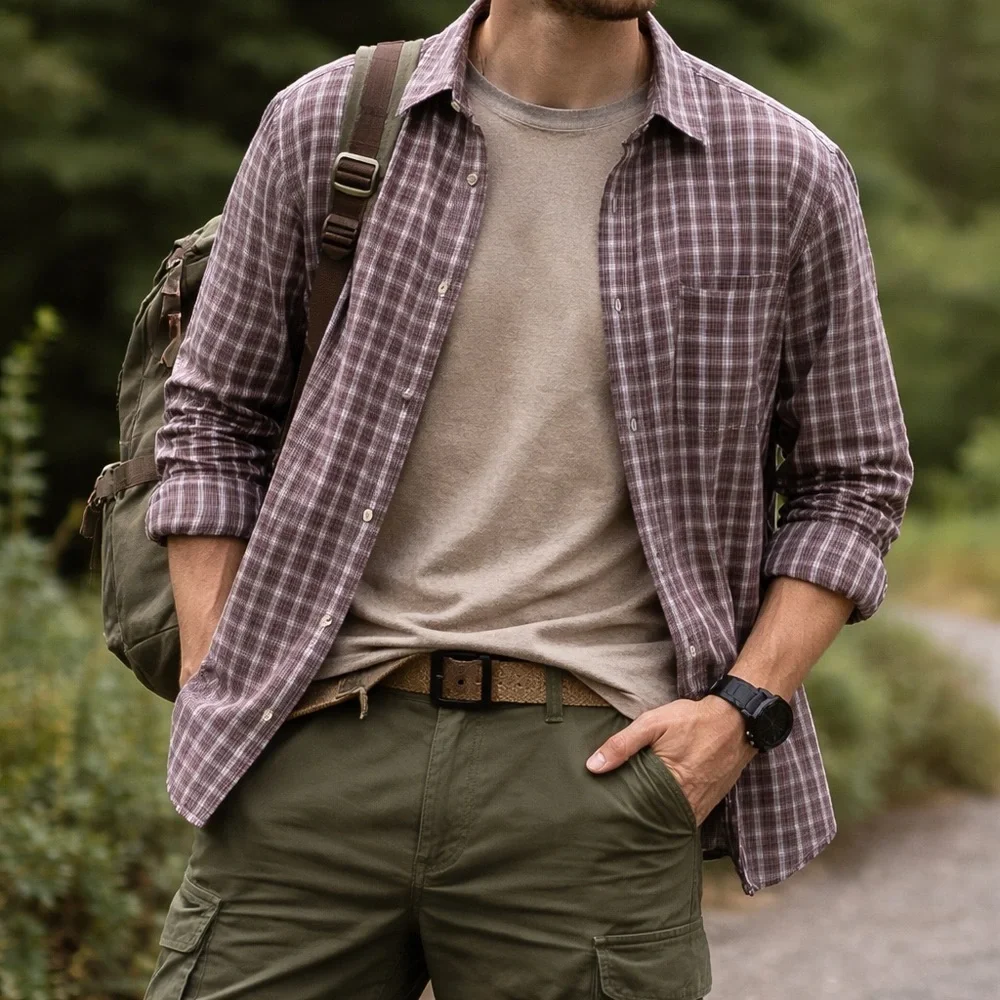 The North Face Plaid Hiking Shirt Lightweight Outdoor Travel‎ Button Up Gorpcore
